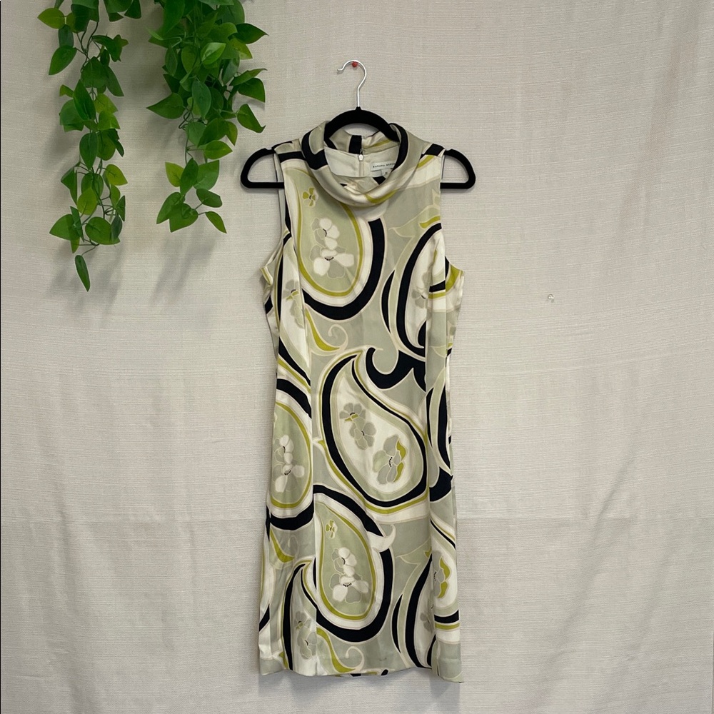 Banana Republic Abstract Patterned Midi Dress - Black, White, Green